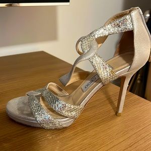 Jimmy choo size 37 silver wedding shoes worn once!